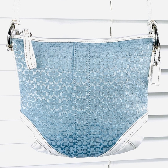 Coach Handbags - |•COACH•| Pretty Blue/White Small Crossbody Bag
